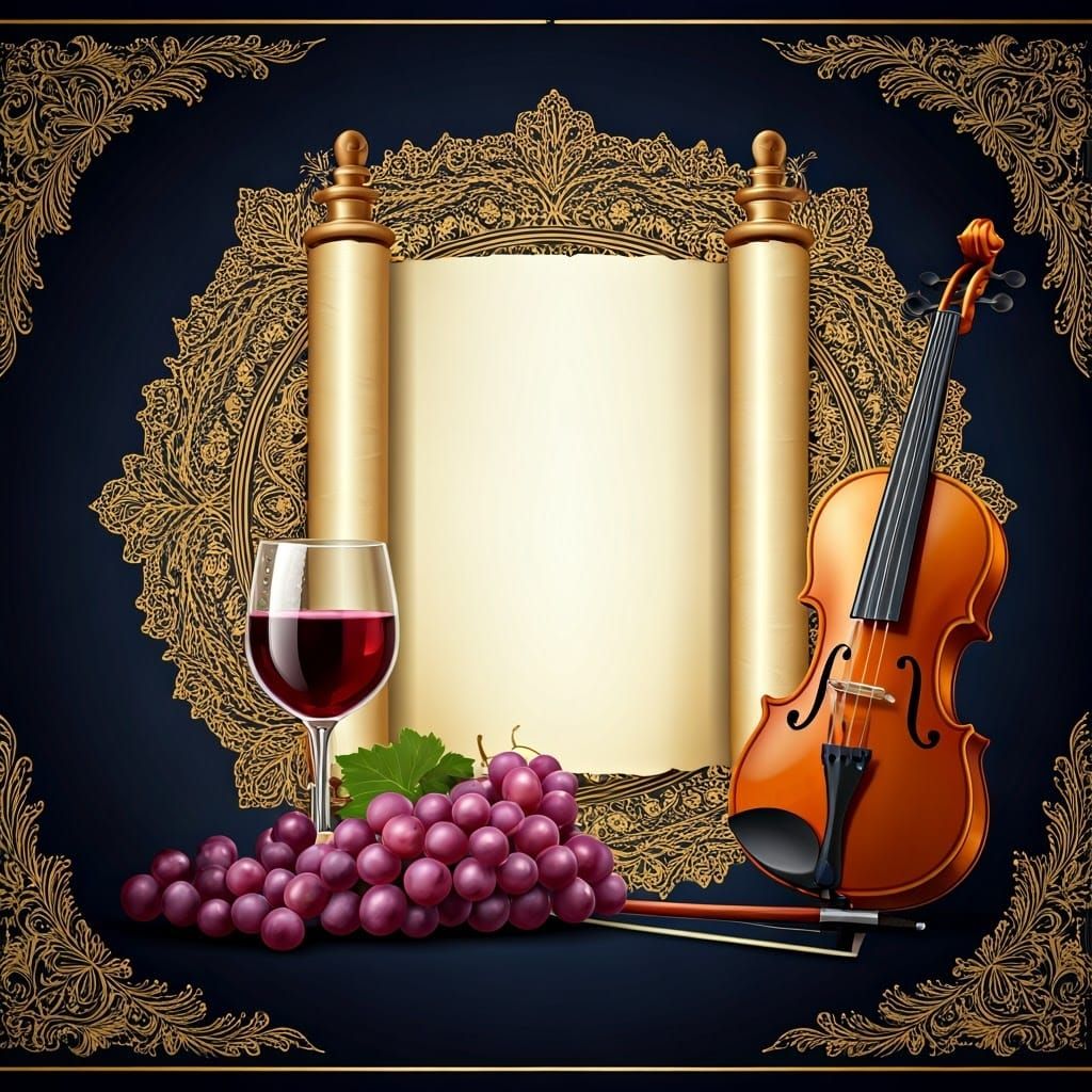 Elegant Jewish Heritage Background in Gold and Silver Filigr...