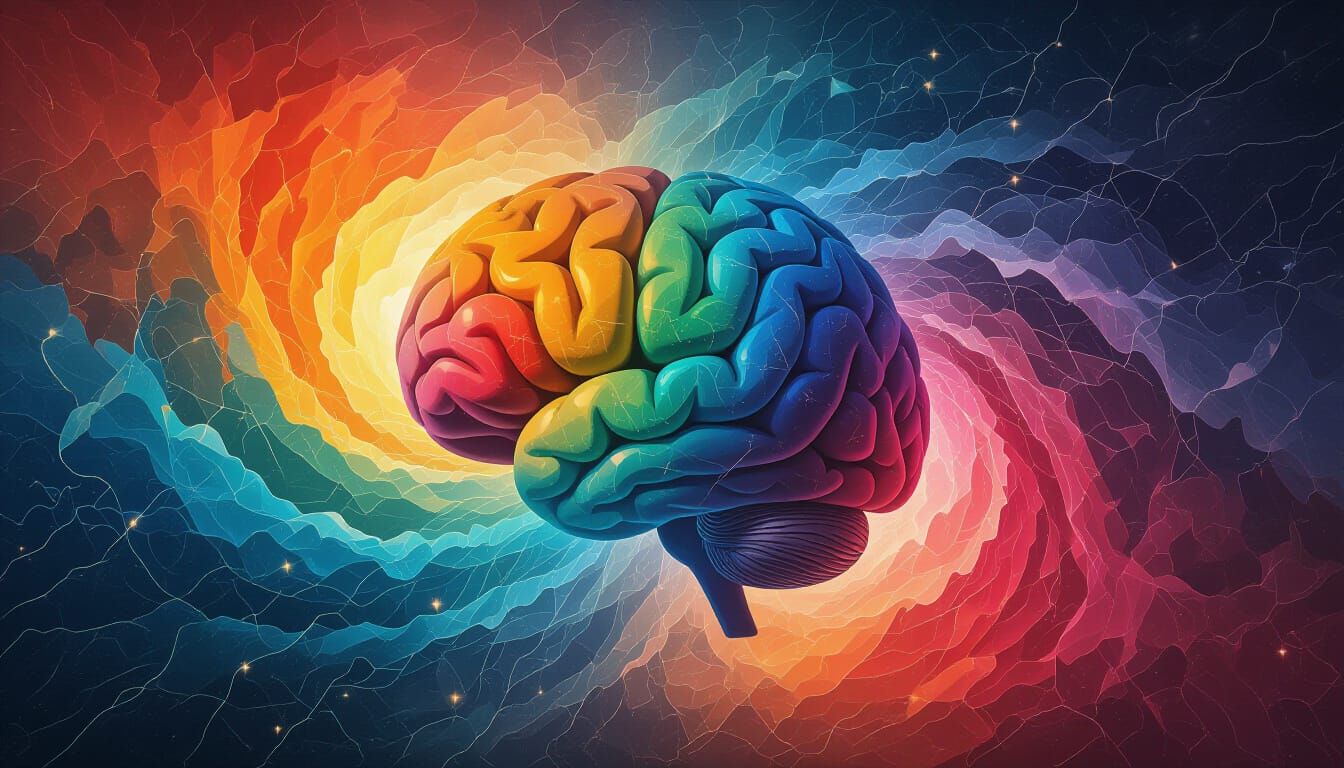 Abstract Brain Vortex: Cosmic Energy Meets Dadaist Style