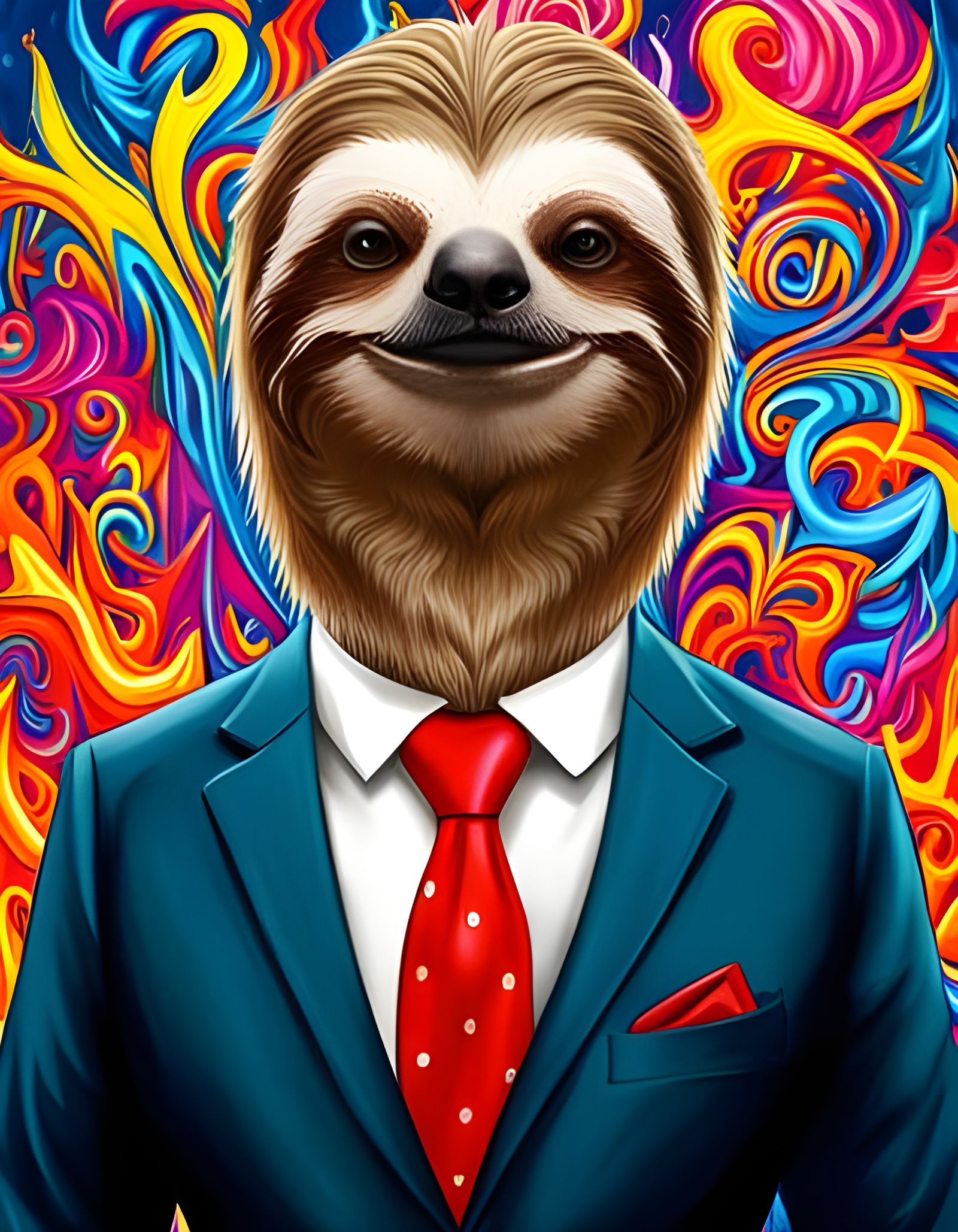 Sloth Headed Businessperson in Graffiti Splash Art