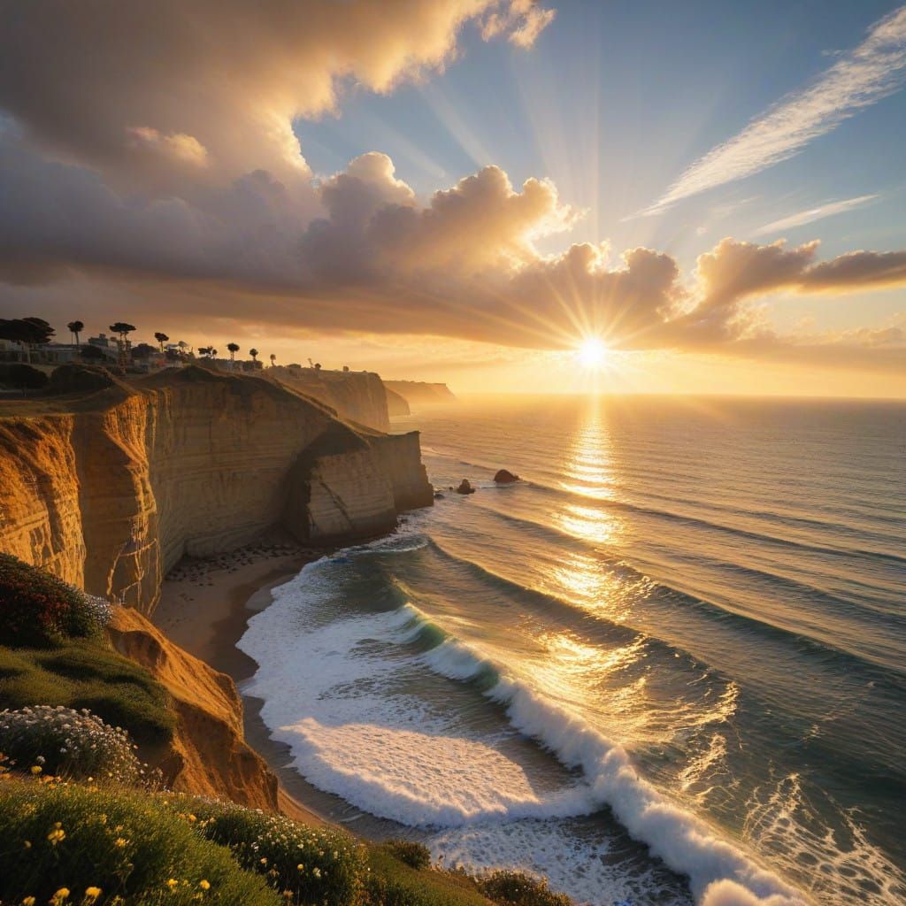 Surreal Sunset Cliffs Radiate Divine Light