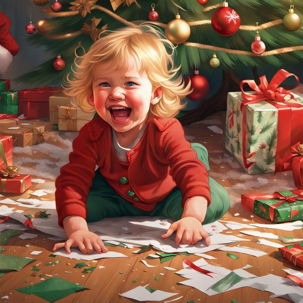 Whimsical Toddler Tears Wrapping Paper in Mirthful Chaos
