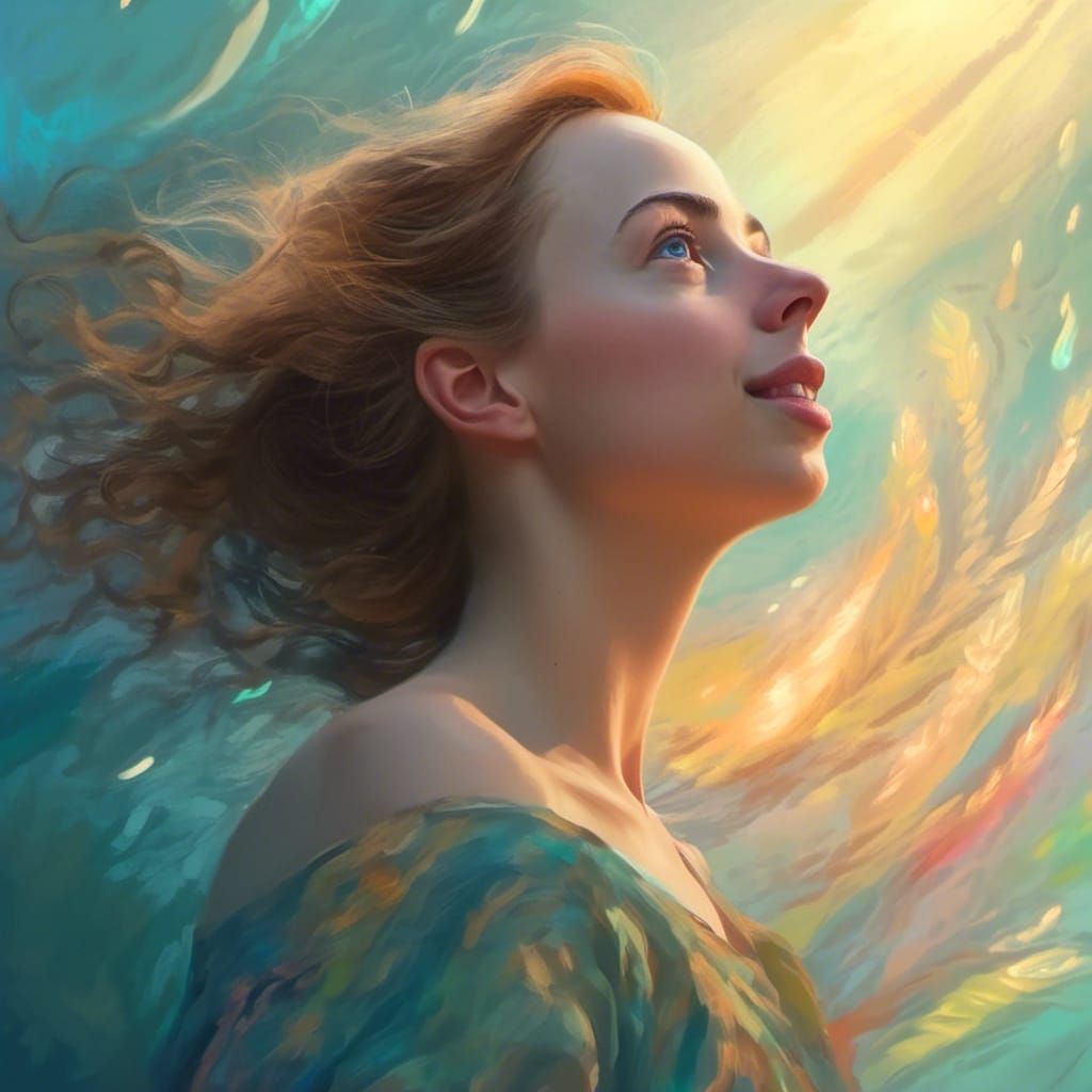 Ethereal Goddess in Vibrant, Iridescent Splendor