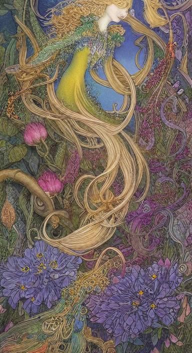 Ethereal Goddess in Whimsical Fairytale Landscape