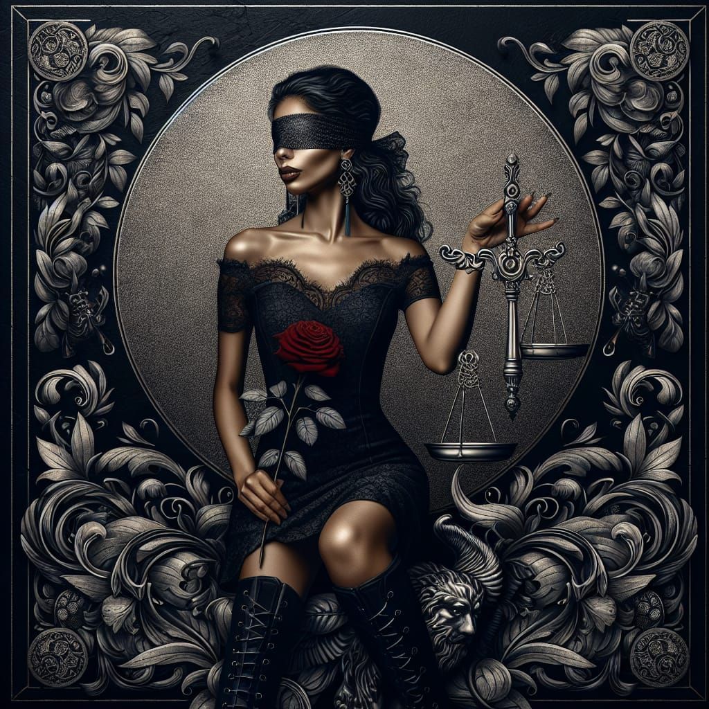 Modern Lady Justice in Elegant Black Attire