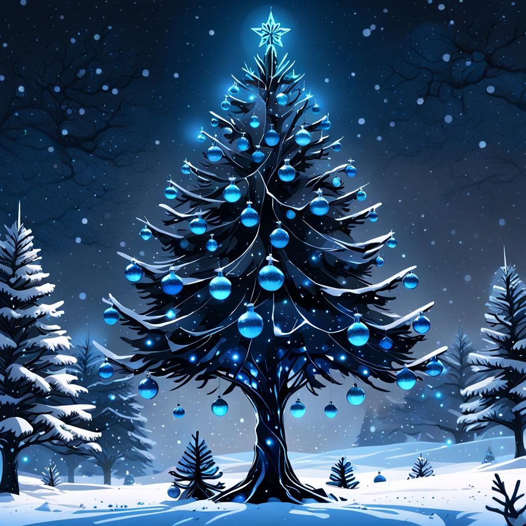 Cinematic Christmas Tree in a Winter Wonderland Scene
