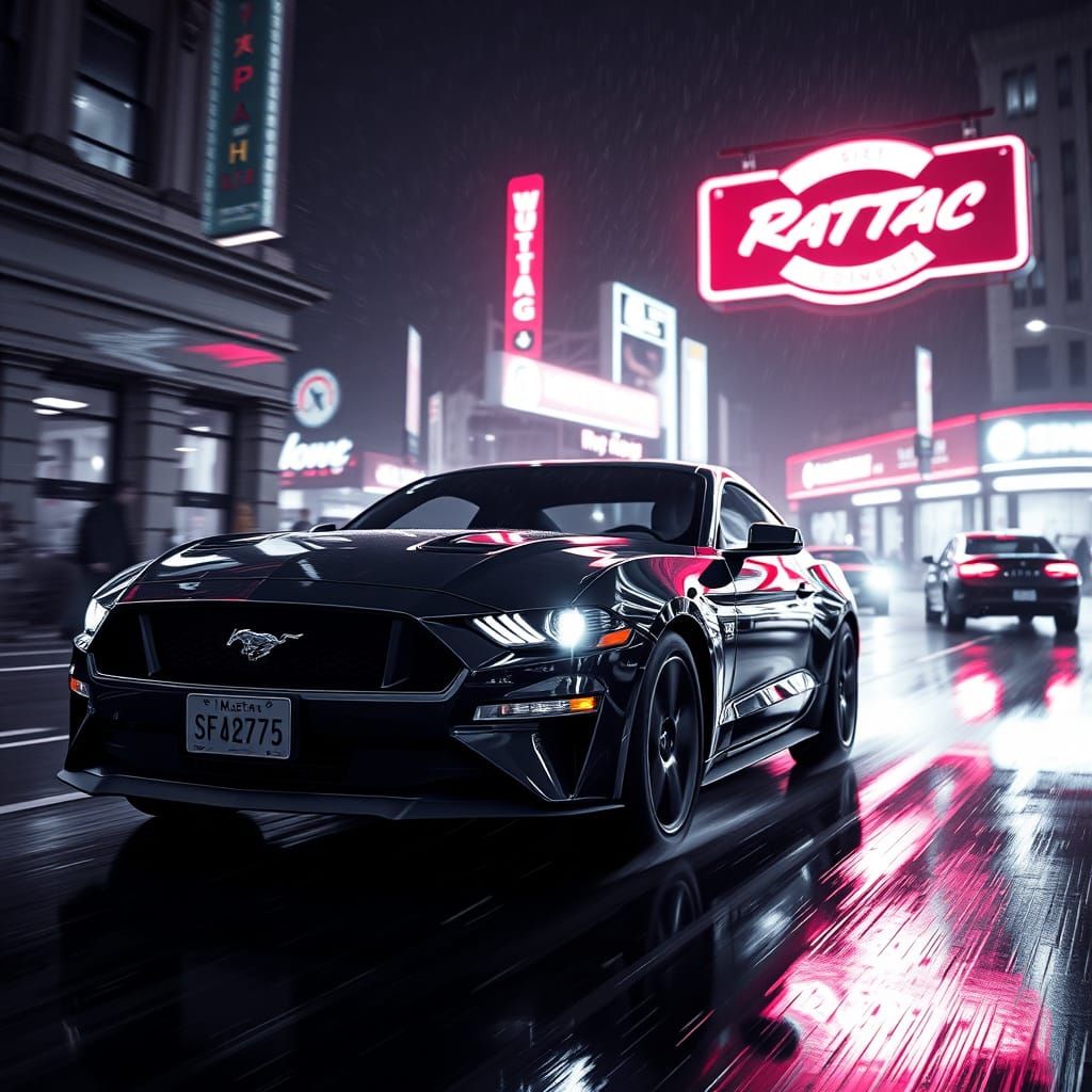 Neon Noir Mustang in Sin City Style