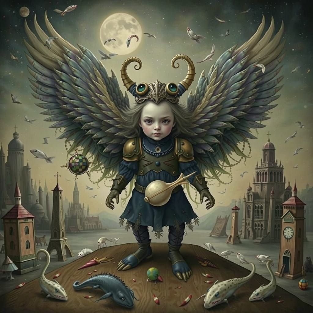 Ethereal Chibi Monstrosity in Post-Apocalyptic Wonderland