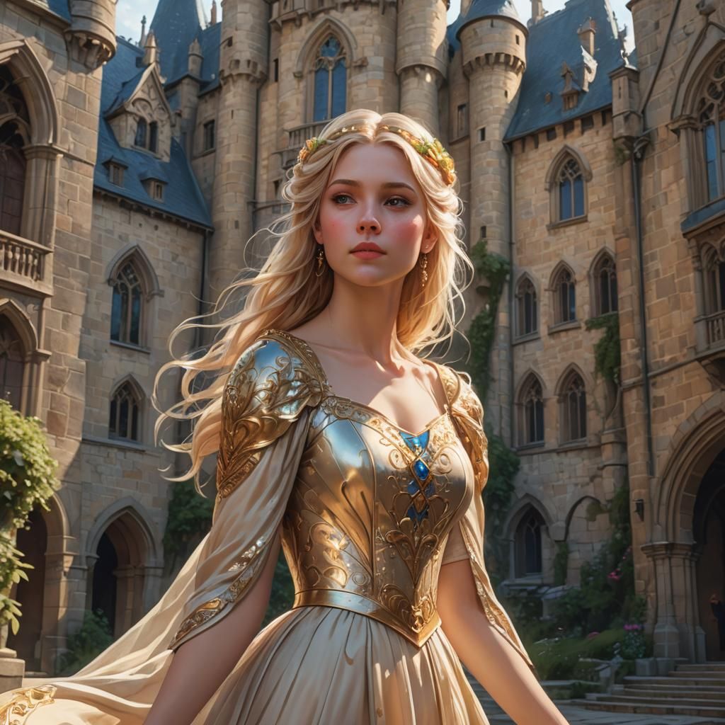 Regal Princess Portrait in Vibrant Triadic Colors