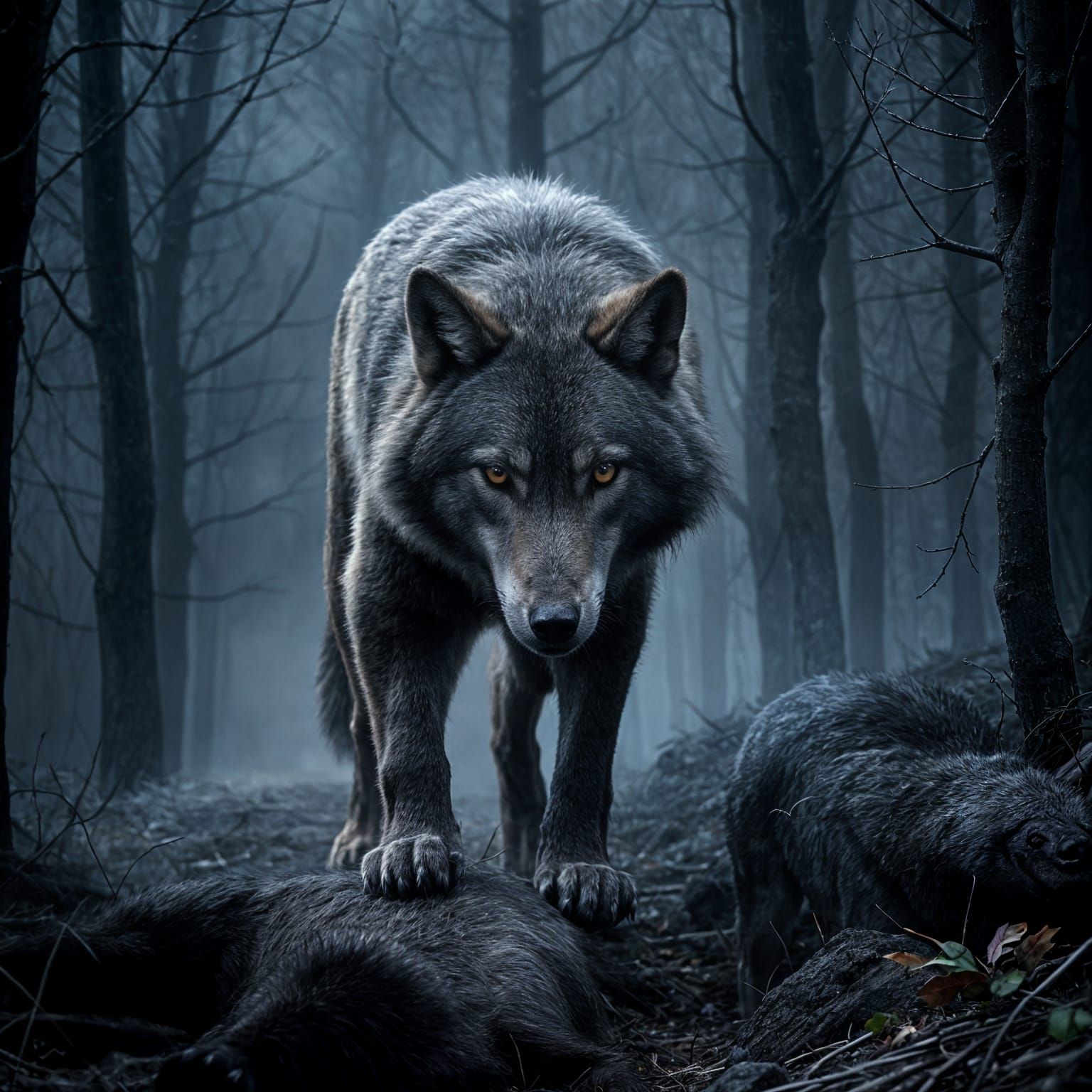 Majestic Wolf in Fierce Predatory Mode