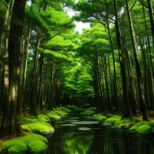 Ancient Japanese Forest in Misty Twilight