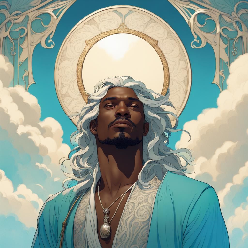 Elegant Dark Lord of the Summer Realm in Art Nouveau Style