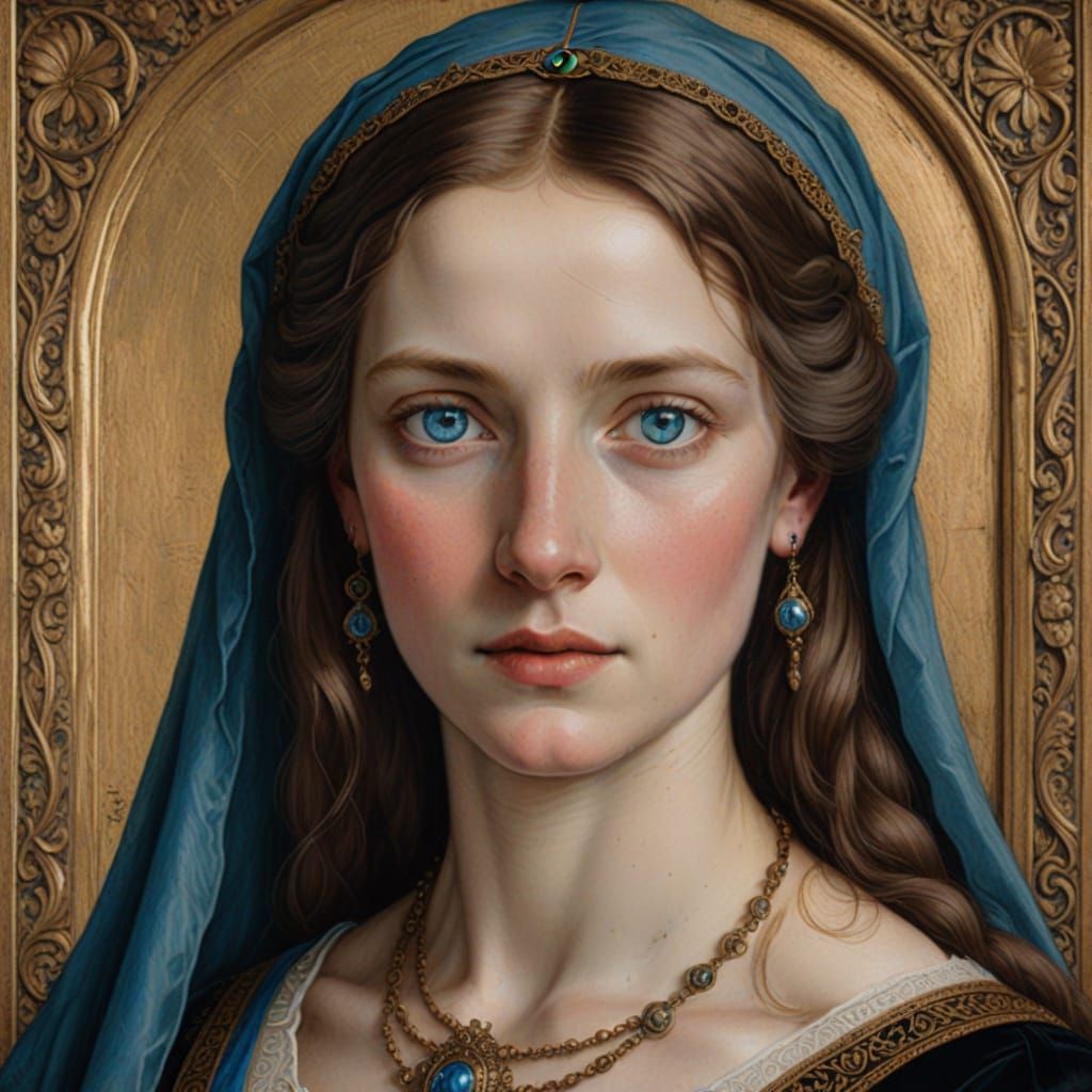 Renaissance Woman with Blue Eyes Portrait