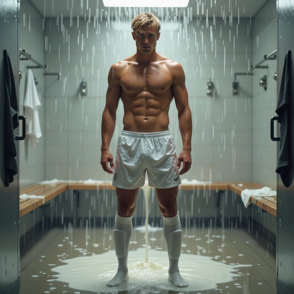 Surreal Soccer Player in Locker Room