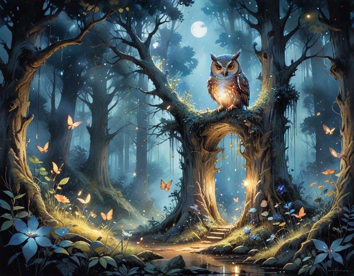 Enchanted Forest Haven in Watercolor Style