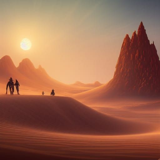Ethereal Skeleton Amidst Golden Dunes