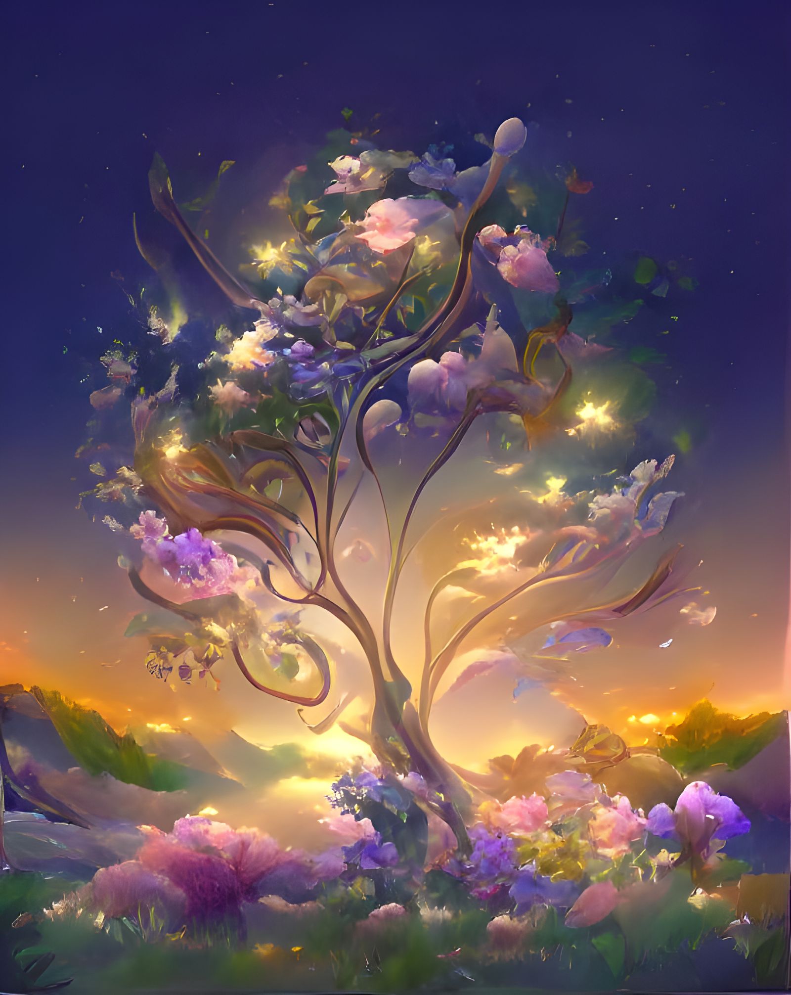 Ethereal Baroque Tree in a Whimsical World