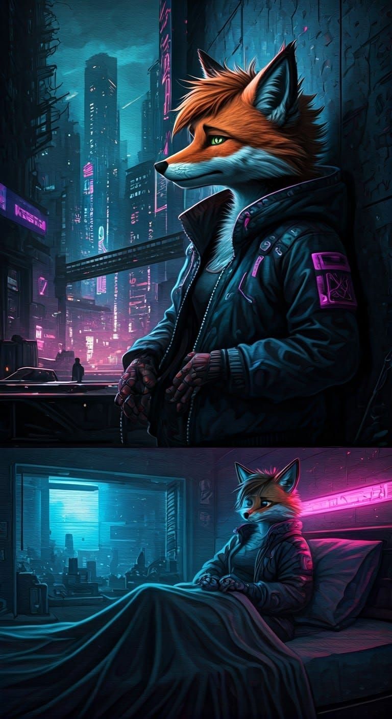 Dark Cyberpunk Fantasy in Oil and Digital
