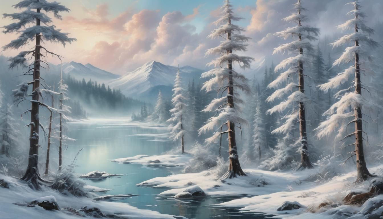 Ethereal Winter Forest Masterpiece in Oil Painting