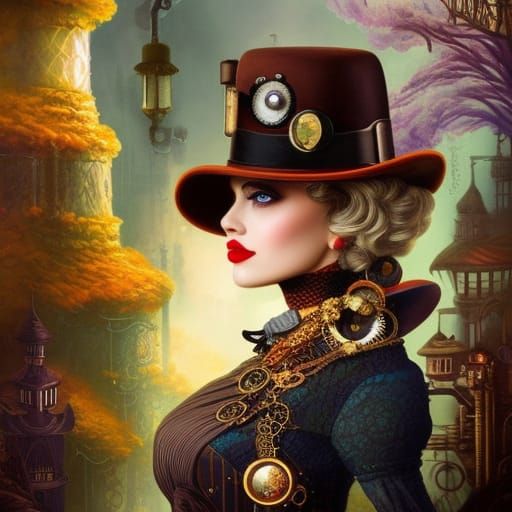 Steampunk Duck in Vintage Dirigible, Intricate Details