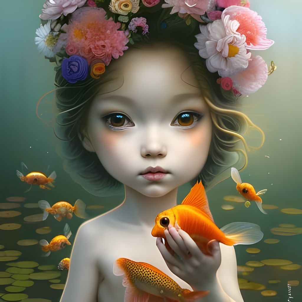 Chibi Goldfish Girl in Rococo Style