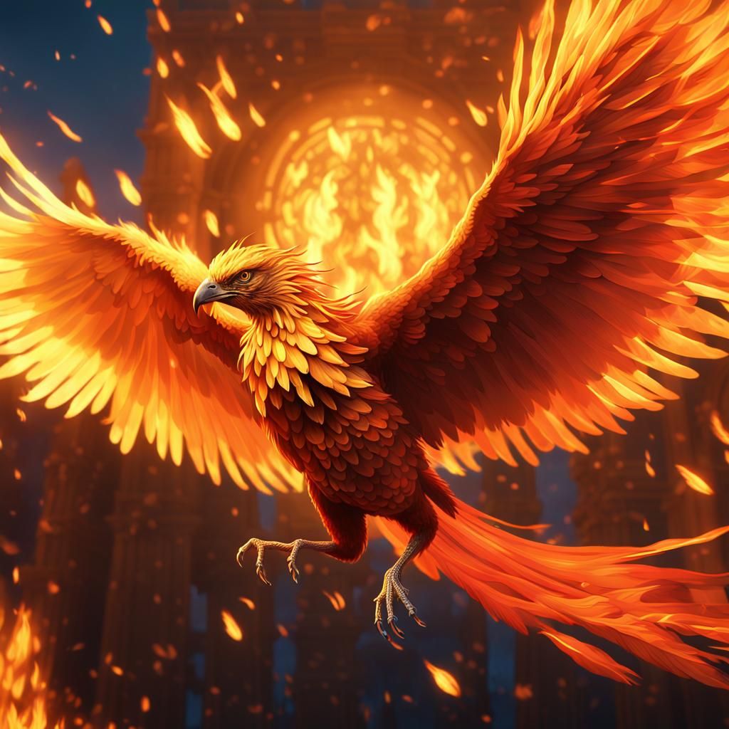 Majestic Phoenix in Cinematic Flight