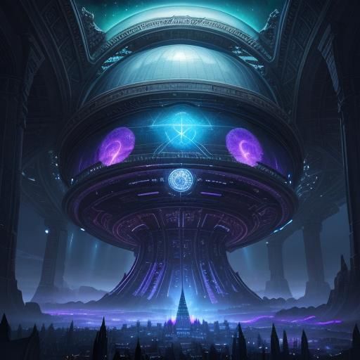 Surreal Cosmic Observatory Dome in Vibrant Colors