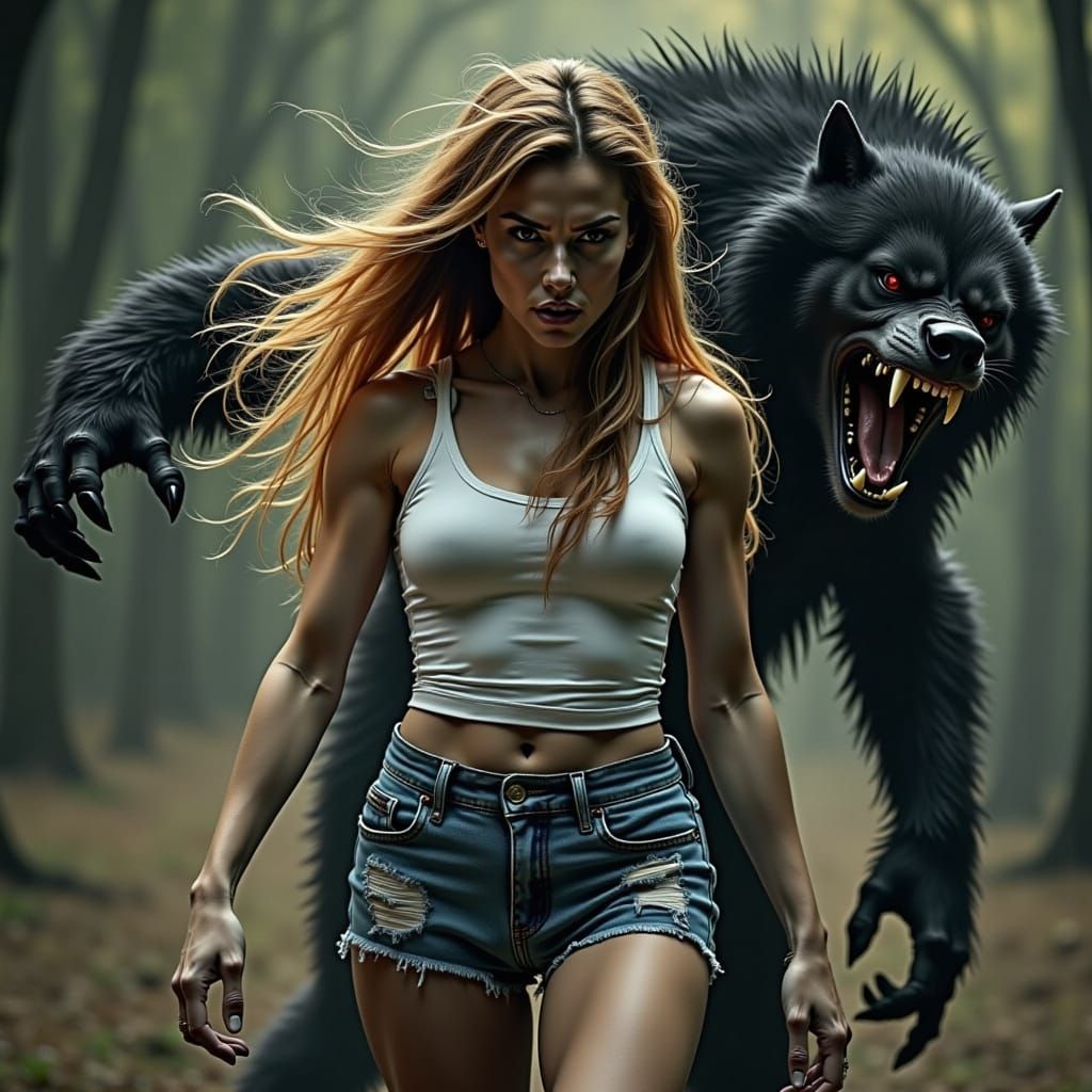 Pop Art Werewolf Transformation in Vibrant Colors