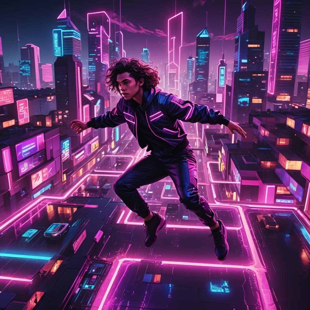 Cyberpunk Dreamscape in Neon Hues