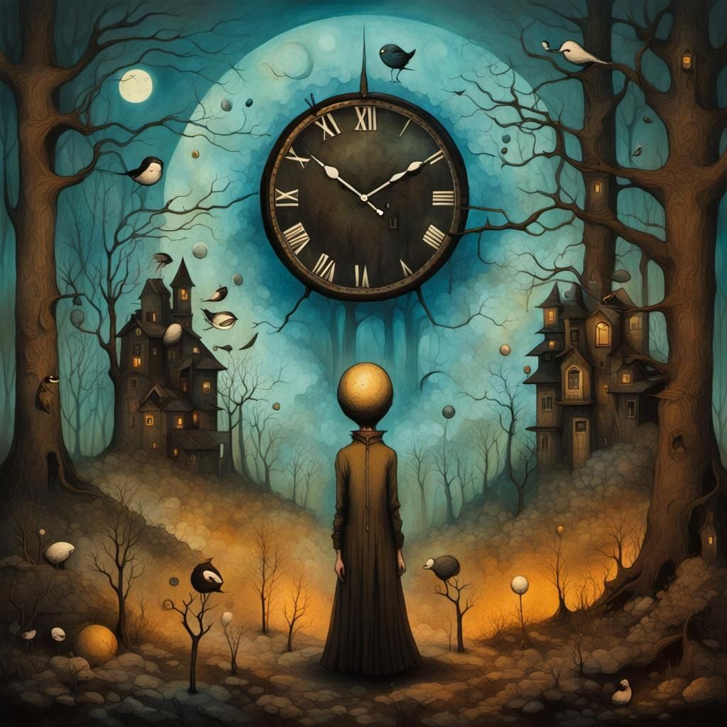 Surreal Clockwork Puzzle in Dreamlike Abstraction
