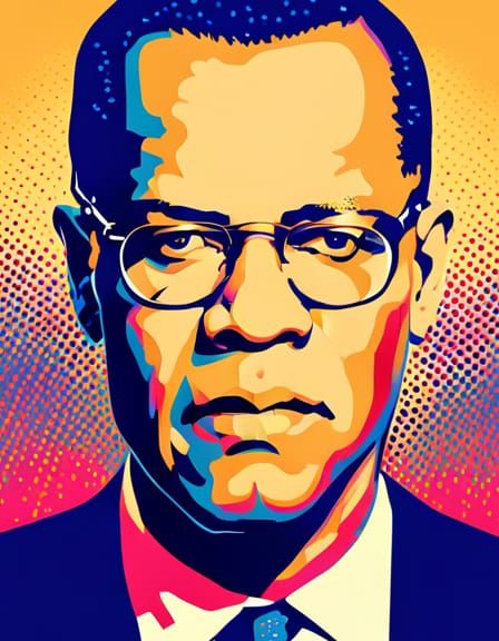 Malcom X in Vibrant Triadic Colors