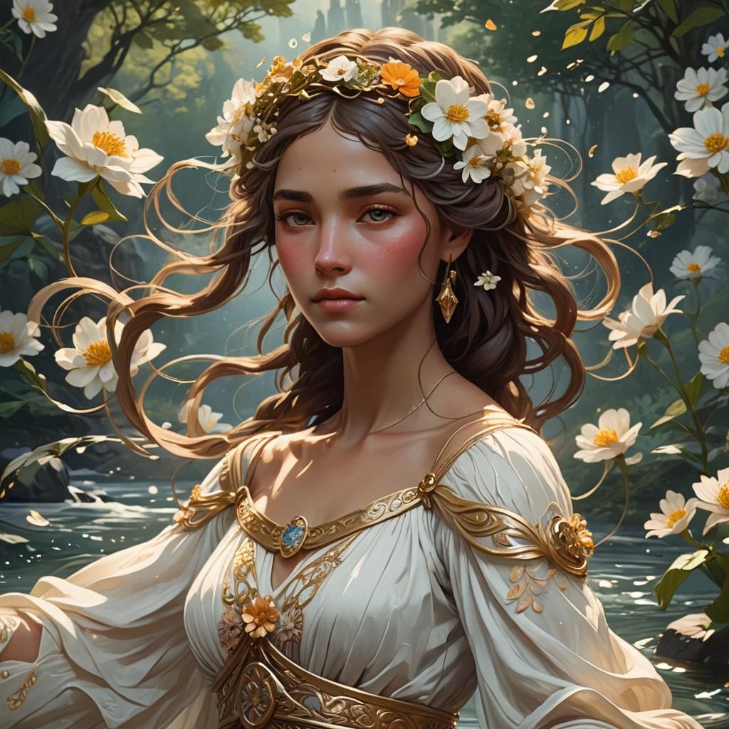 Softly Radiant Springtime Beauty in Art Nouveau Style