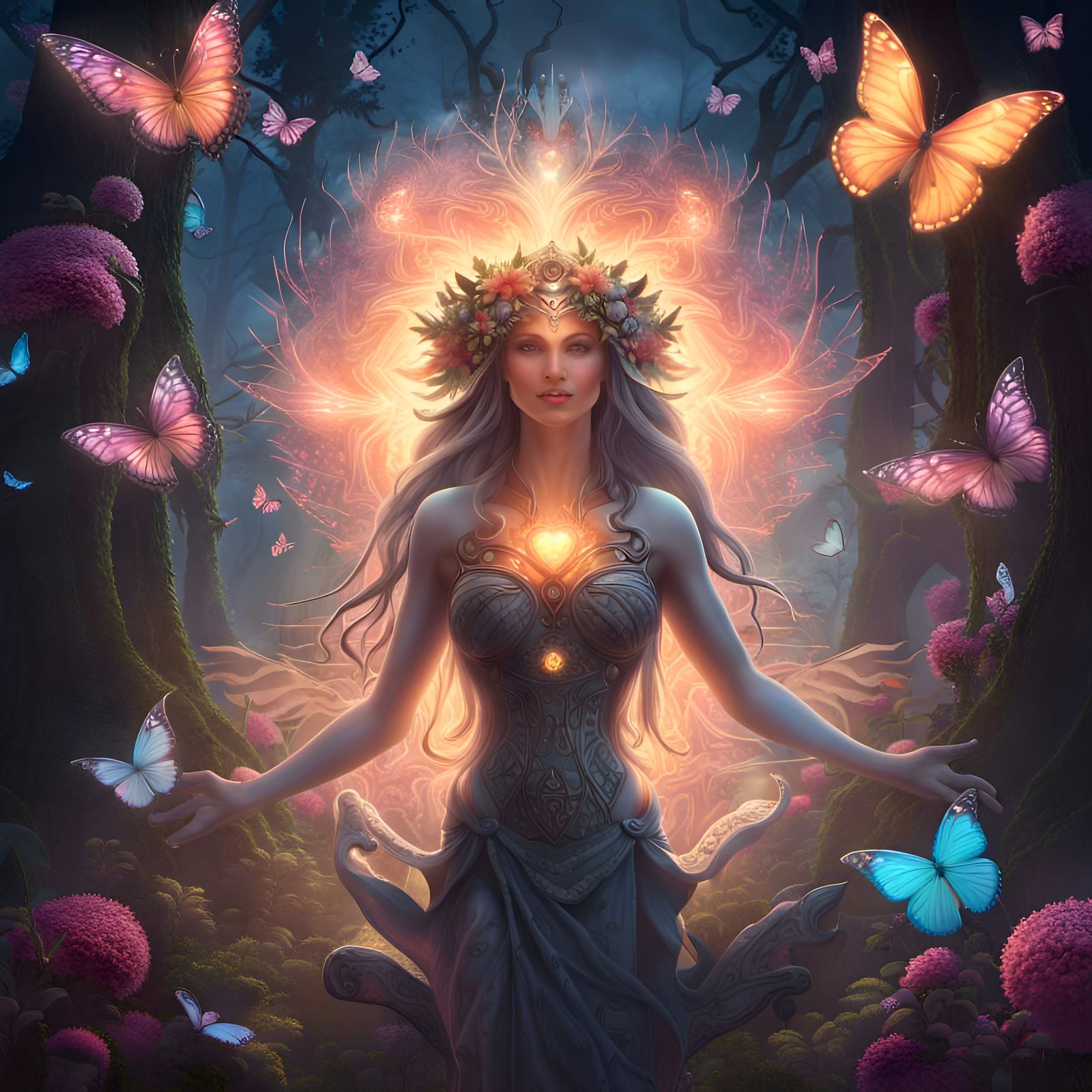 Goddess of Nature in Ancient Forest