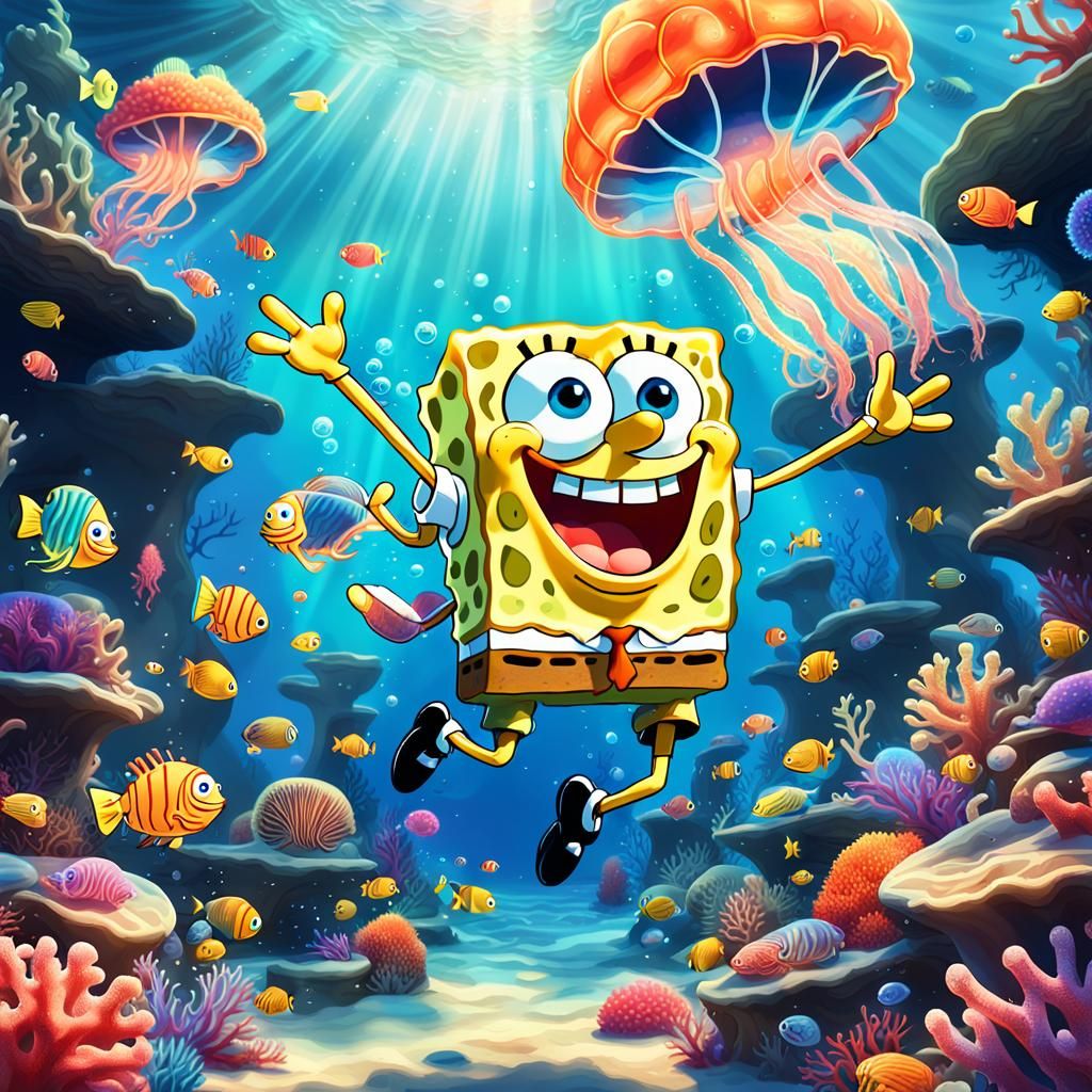 SpongeBob Soars Through a Vibrant Underwater Wonderland