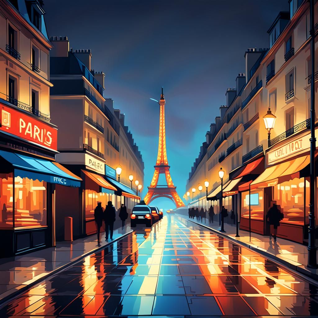 Paris pixel thrust  warm colors pixel art soft focus motion ...