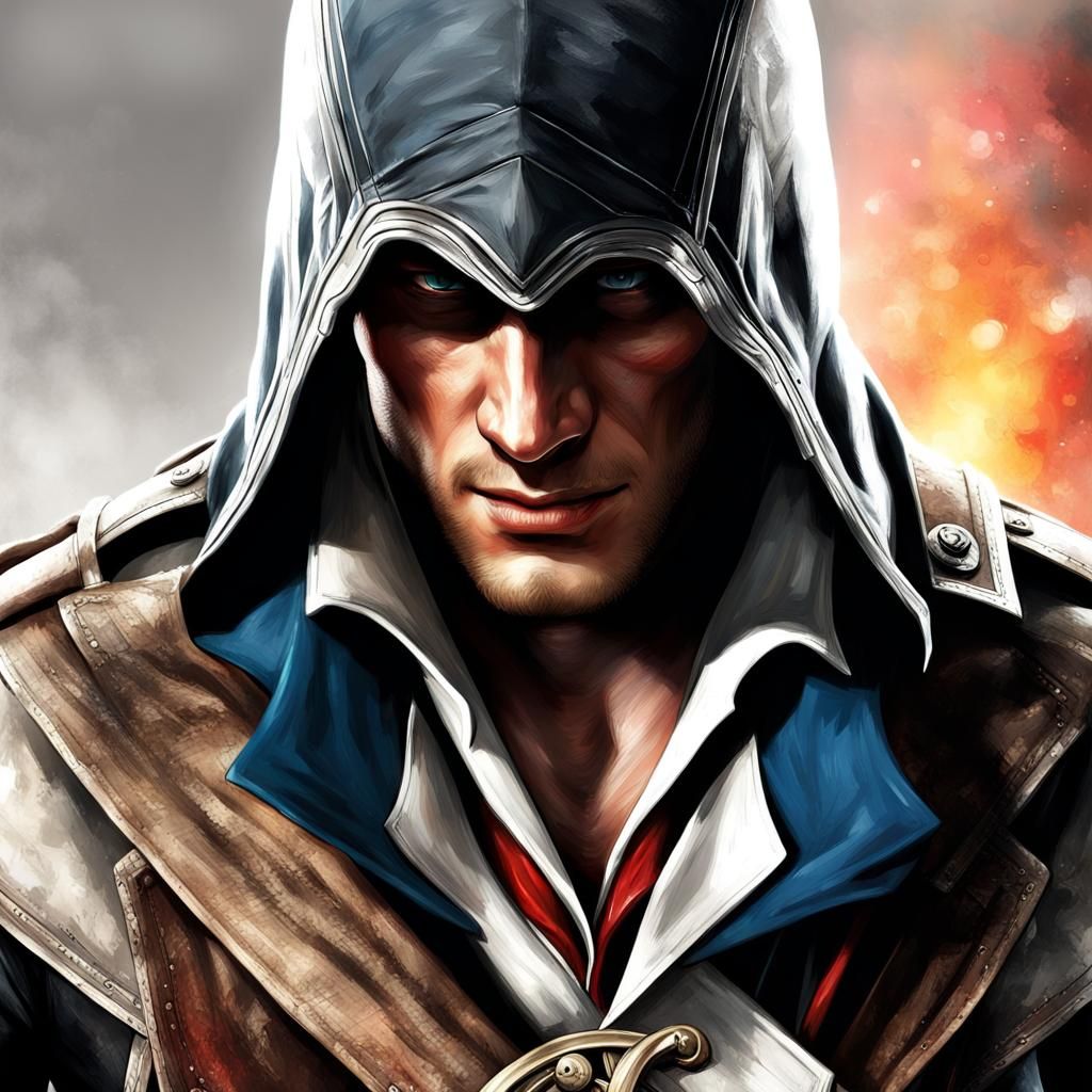 Epic Assassin in Hyperrealistic Splash Art