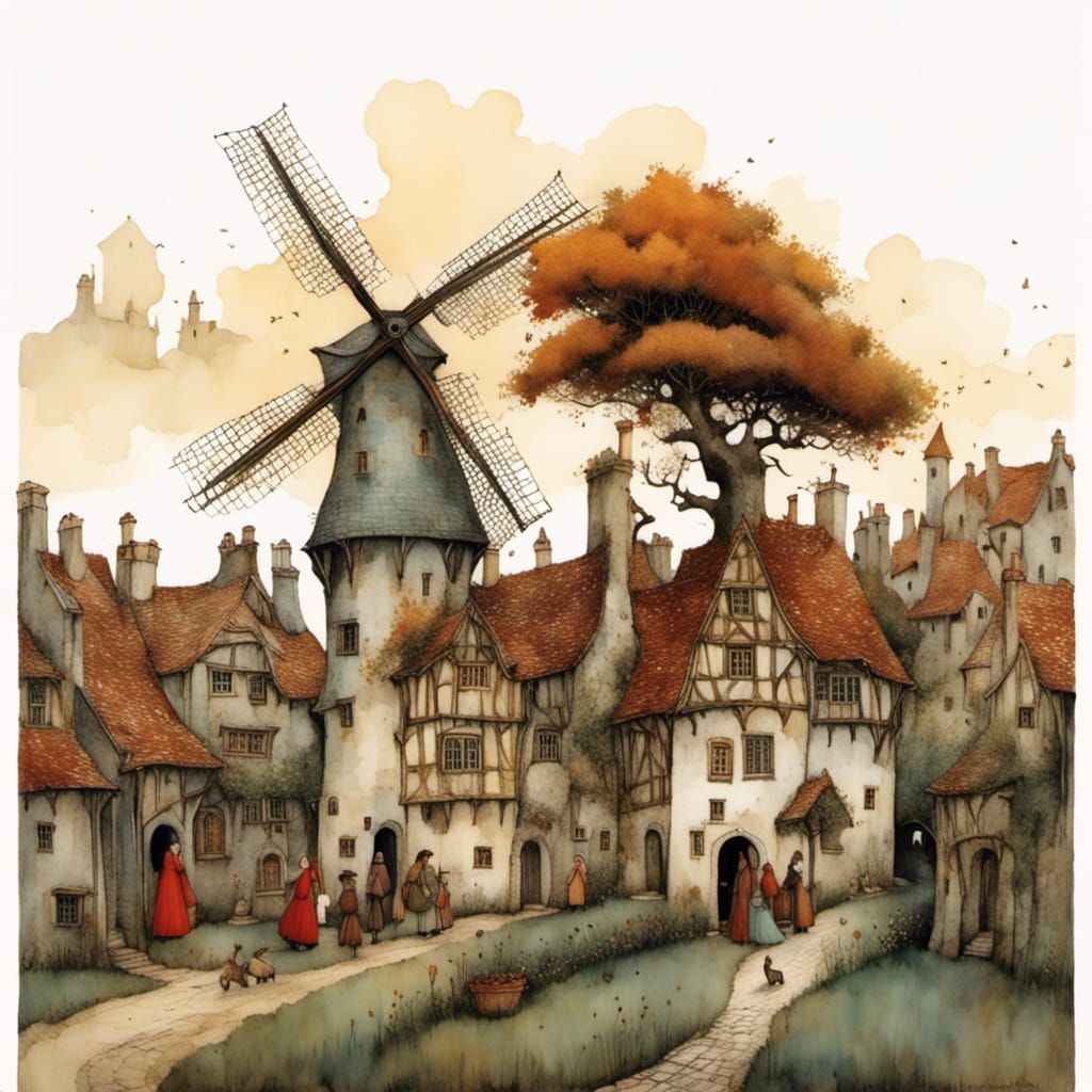 Whimsical Medieval Village in a Gentle World
