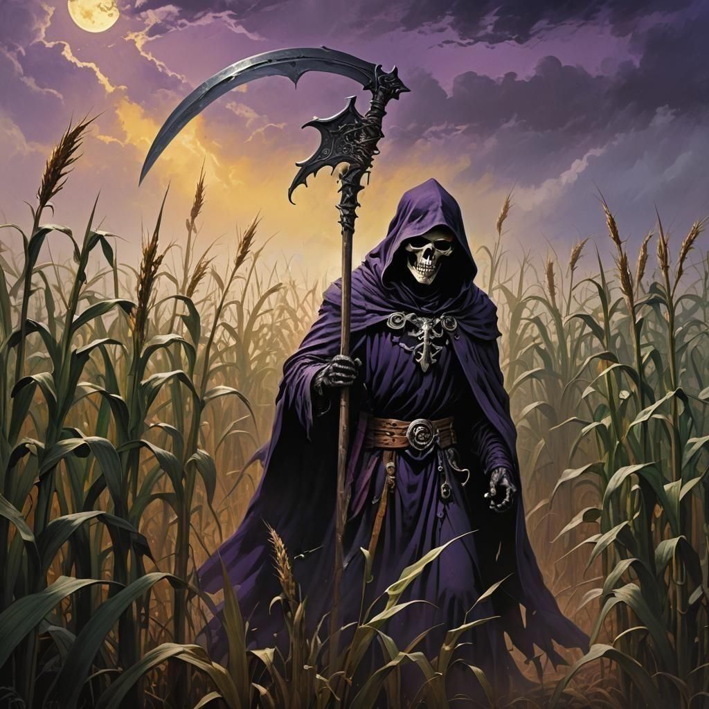 Grim Reaper Standing in a Cornfield, DND Style