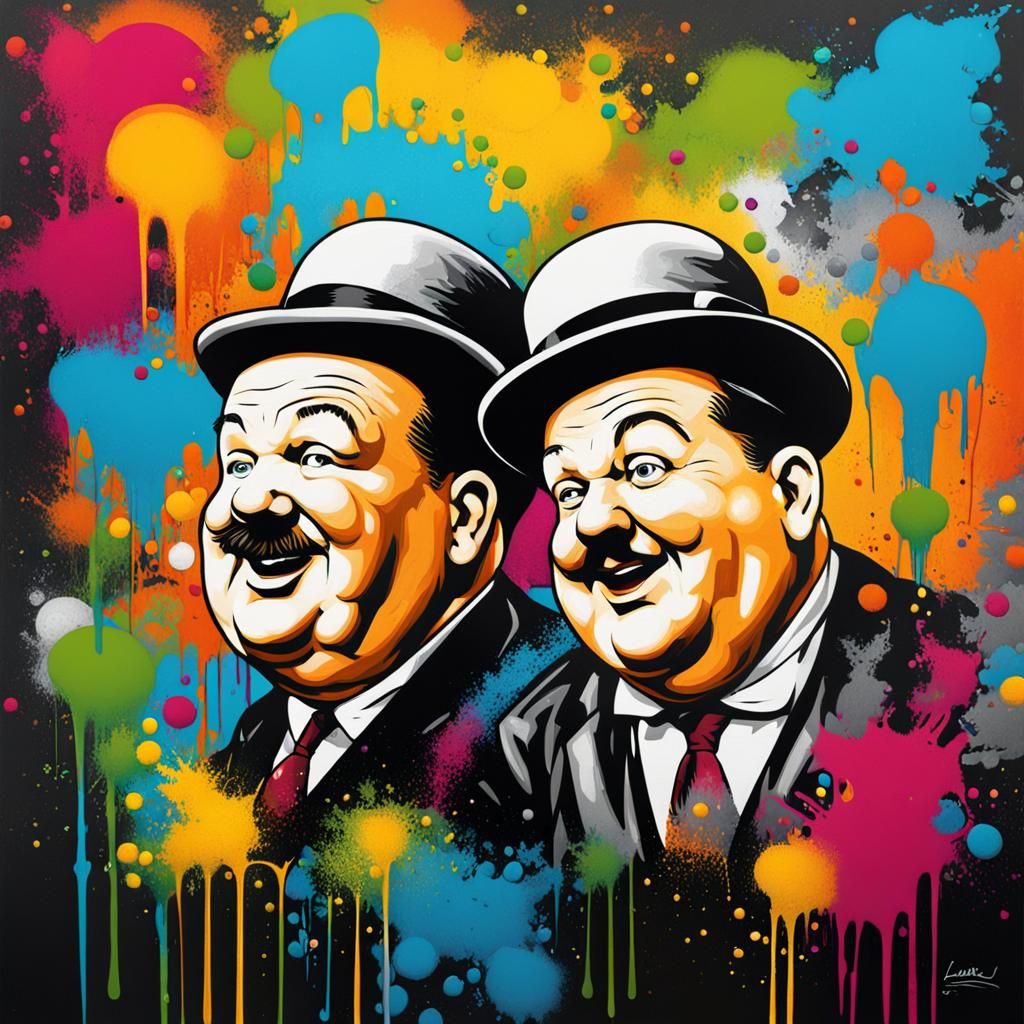 Laurel and Hardy in Vibrant Graffiti Style