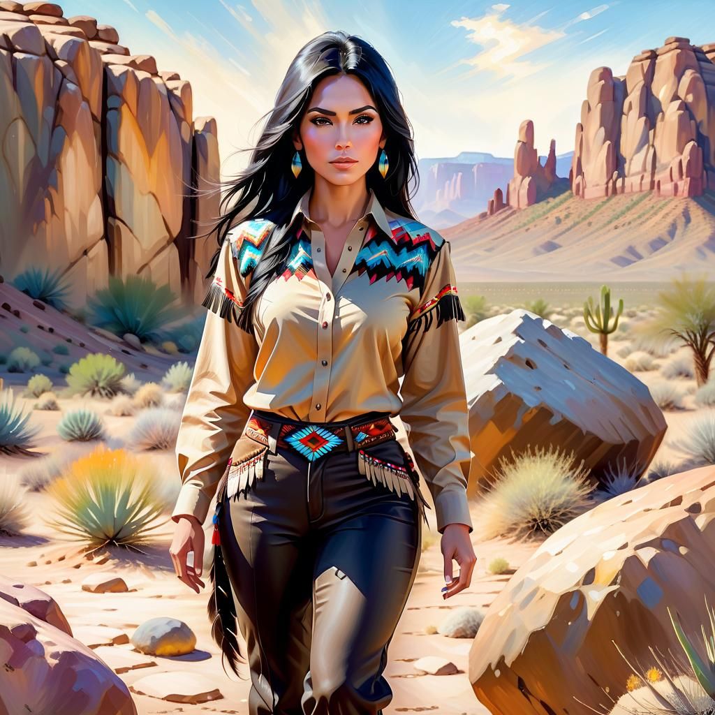 Fantasy Native American Goddess in Southwestern Desert Lands...