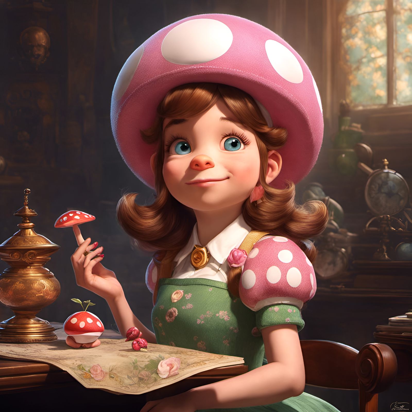 Toadette in Cinematic Watercolor Style