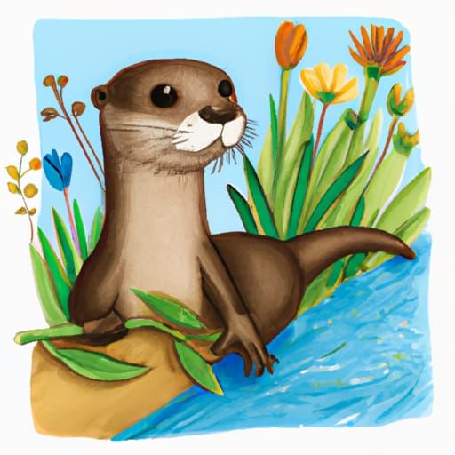 Playful Whimsy in a Charming Otter Scene
