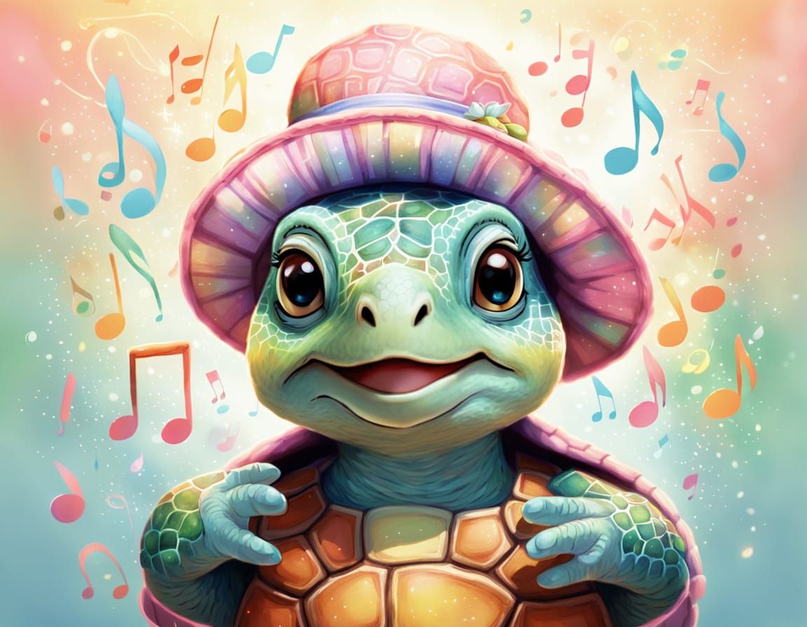 Cartoon Turtle Sings a Whimsical Song
