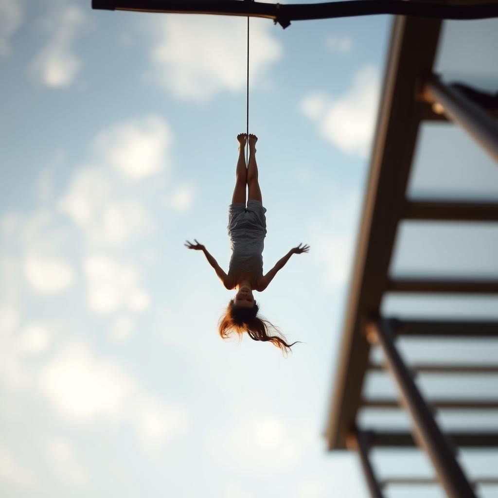 Serene Subject Defies Gravity in Dreamy Sky Landscape