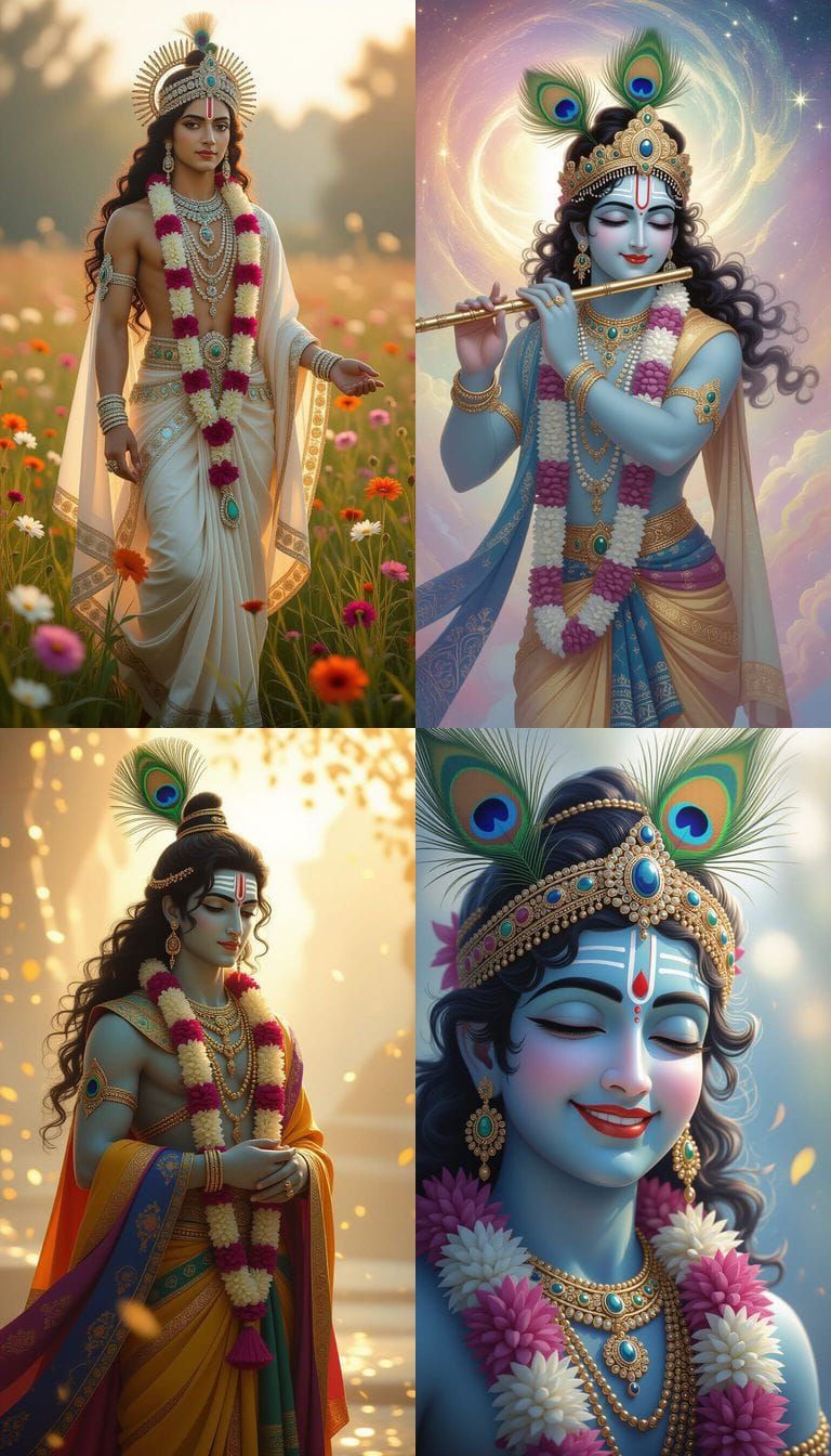 Radiant Krishna with Divine Light in Hyper-Realistic Style