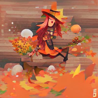 Surreal Autumn Sorceress in Nature