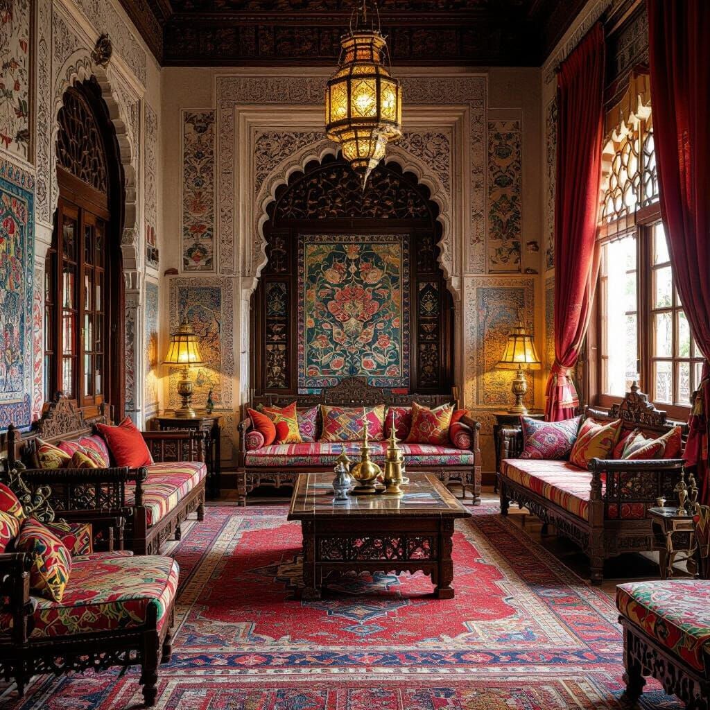 Opulent Sultan Palace Interior in Orientalist Style