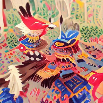 Vibrant Pow Wow Scene in Gouache