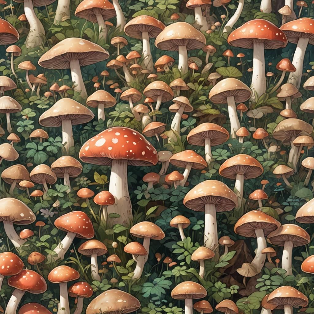 Mushroom in Vibrant Anime Style