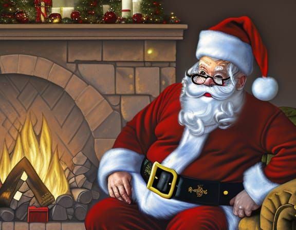 Santa's Fiery Fart: A Humorous Ink Drawing