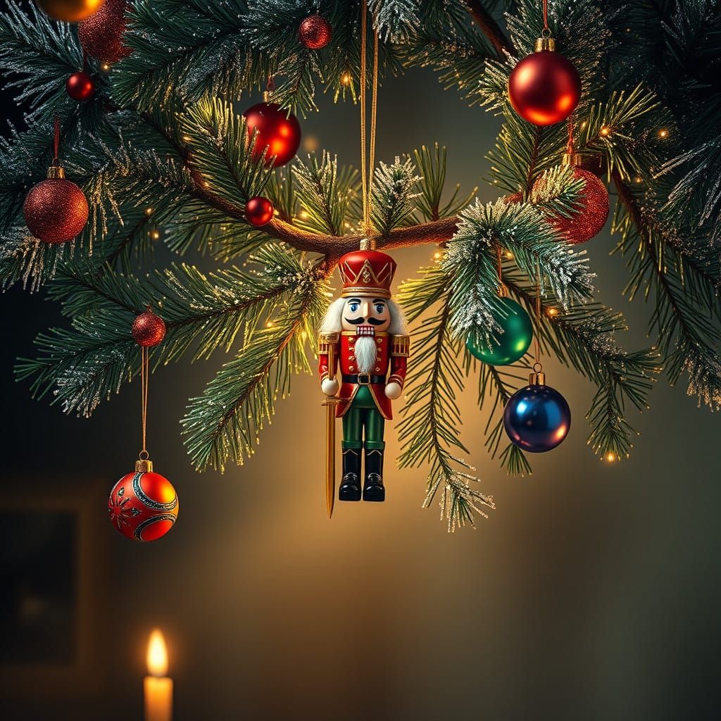 Whimsical Christmas Scene with Majestic Fir Tree and Regal N...